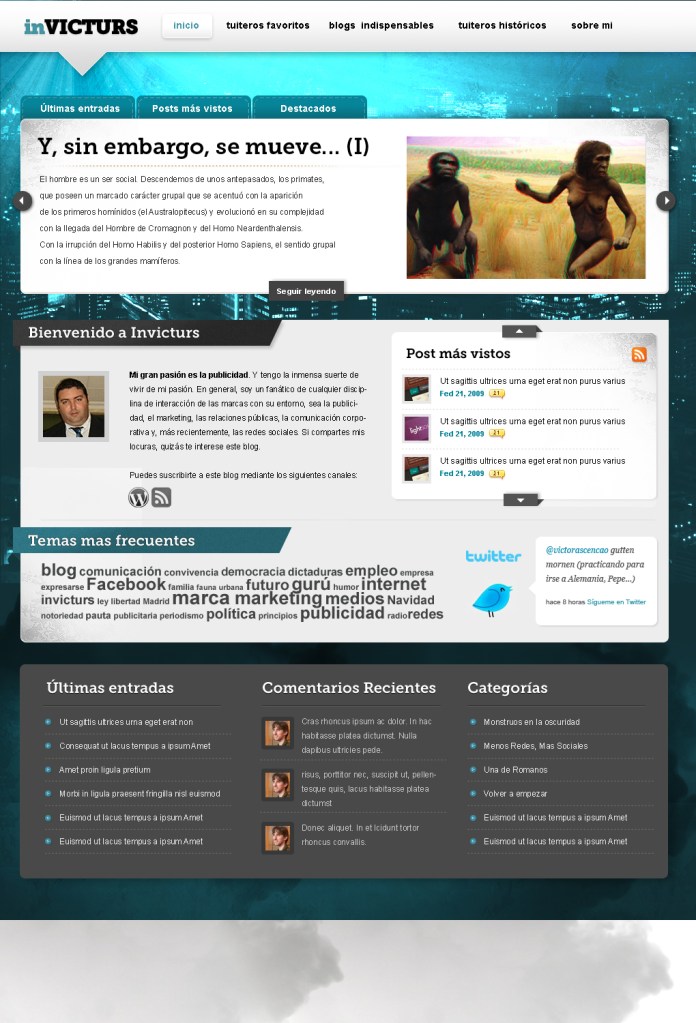 Look&feel del antiguo inVICTURS, hoy cerrado por culpa de un jodido virus.